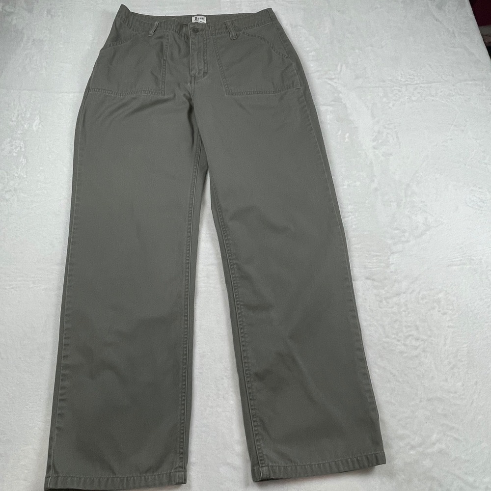 Bass GH Bass & Co Women 4 Utility Pants Green Cotton Straight Leg Carpenter Work